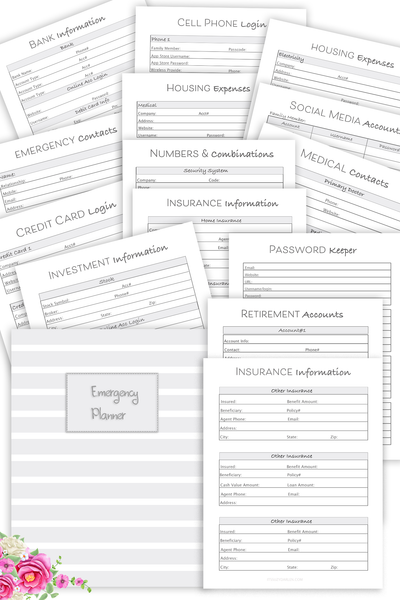 Black And White Emergency Planner, In Case of Emergency, Family Emergency ( Instant Download)